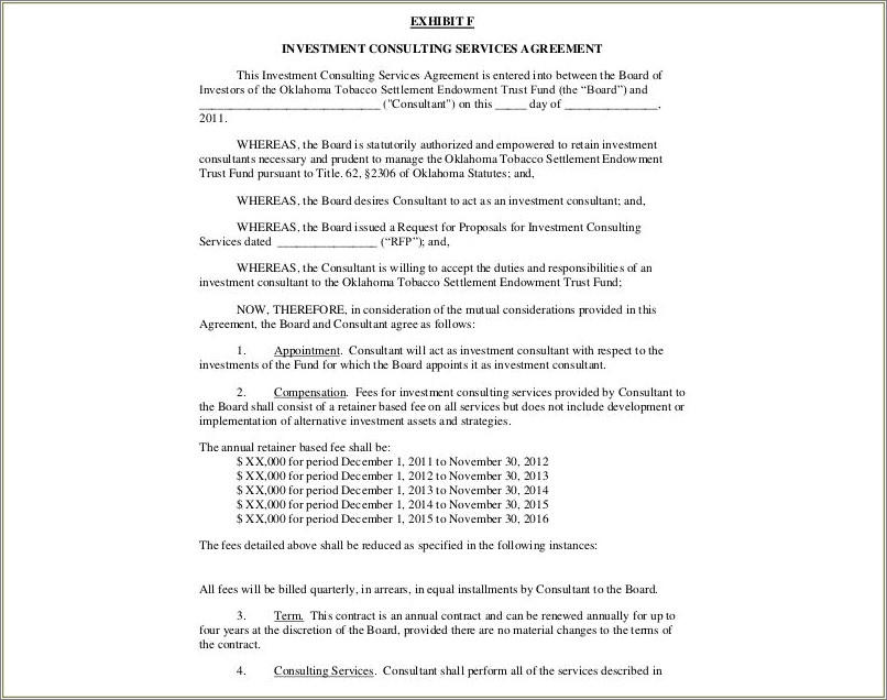 Free Consulting Agreement Template Word With A Fee