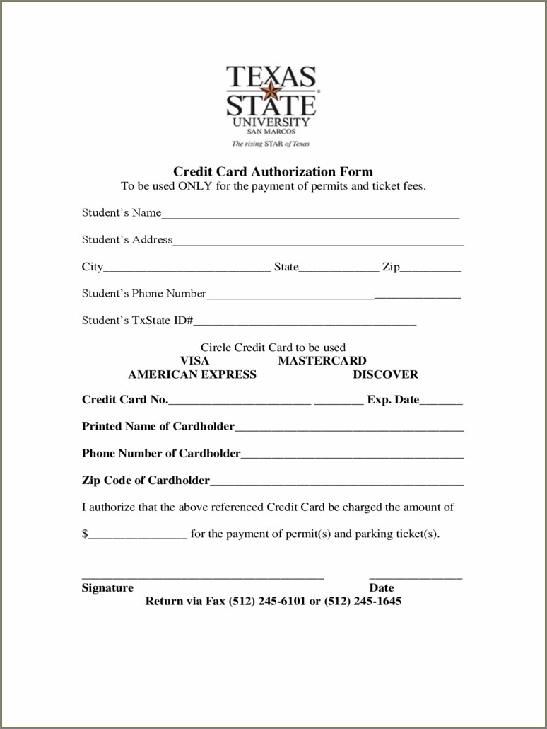 Free Credit Card Payment Authorization Form Template
