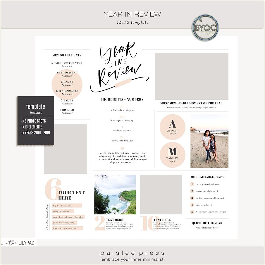Free Custome Printable Year In Review Template