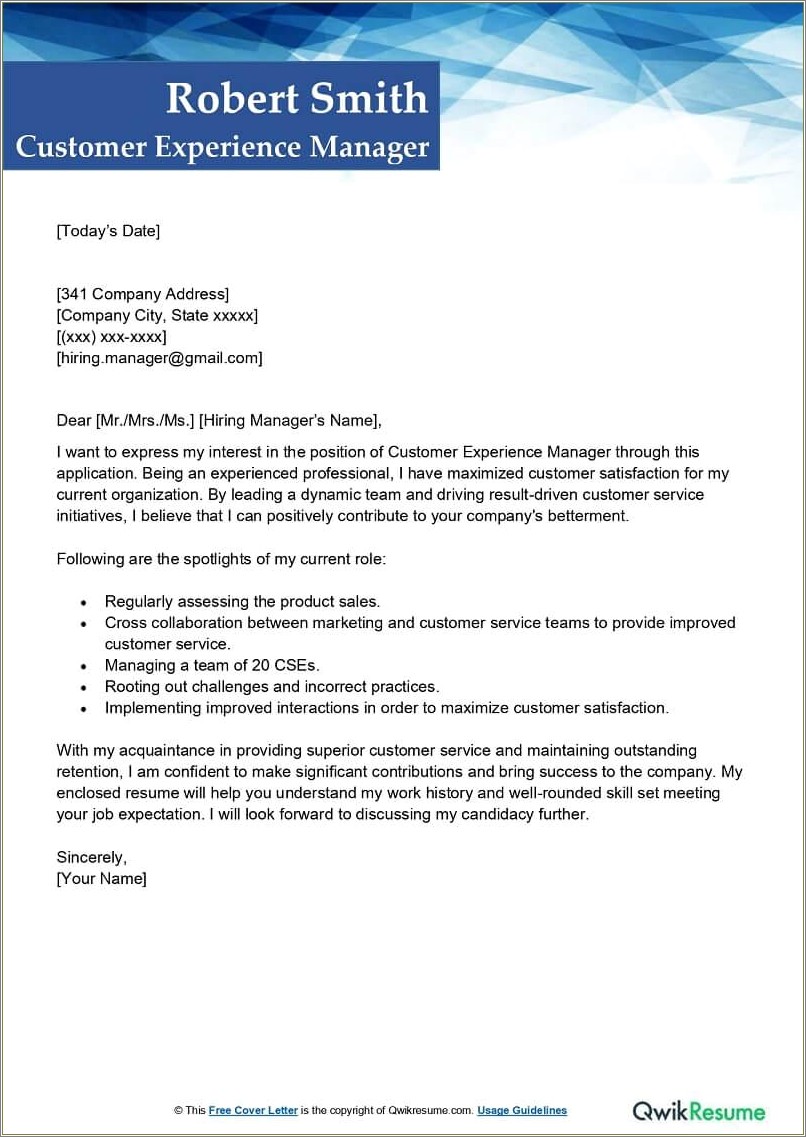 Free Customer Service Adviser Cover Letter Template