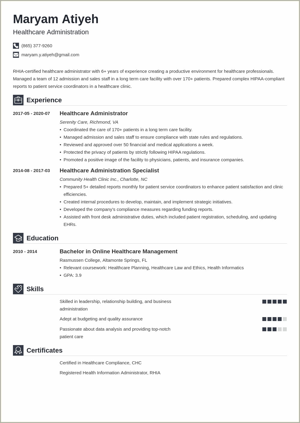 Free Cv Template For Healthcare Management Consultants