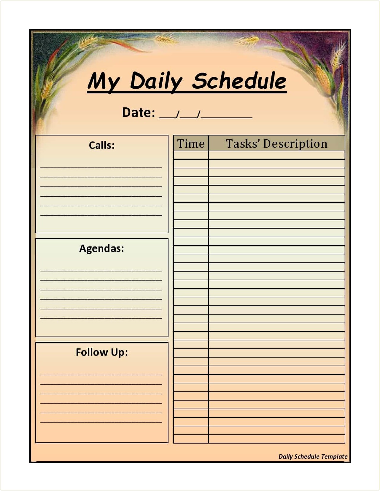 Free Daily Planner With Time Slots Template