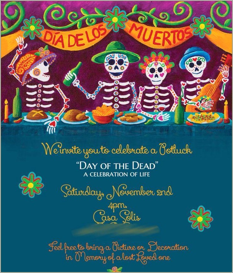 Free Day Of The Dead Party Invitation Template