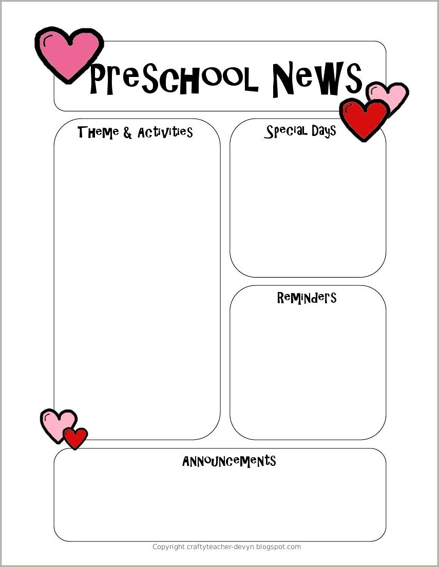 Free December Newsletter Template For Toddlers Classroom