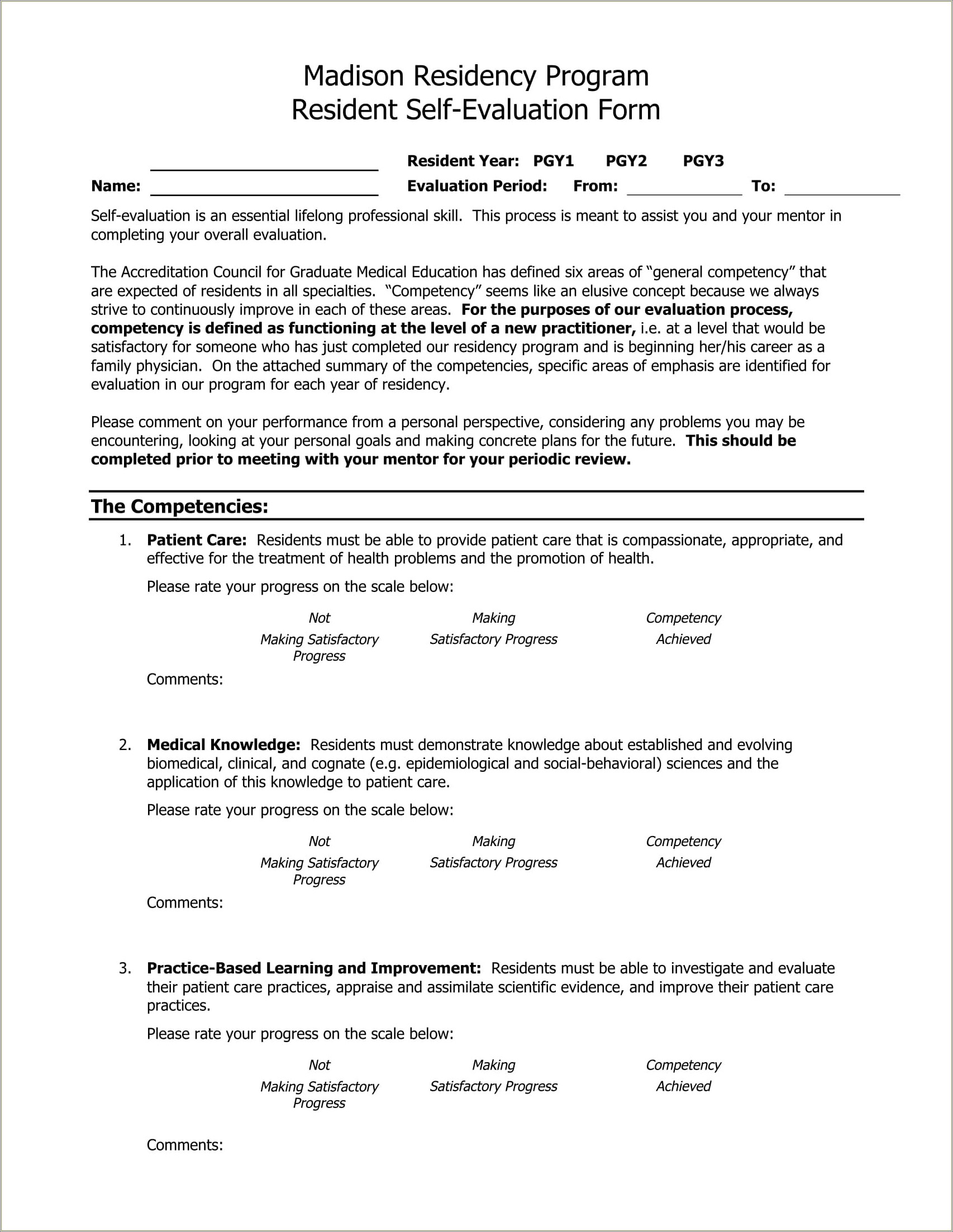 Free Dental Employee Evaluation Form Template Word