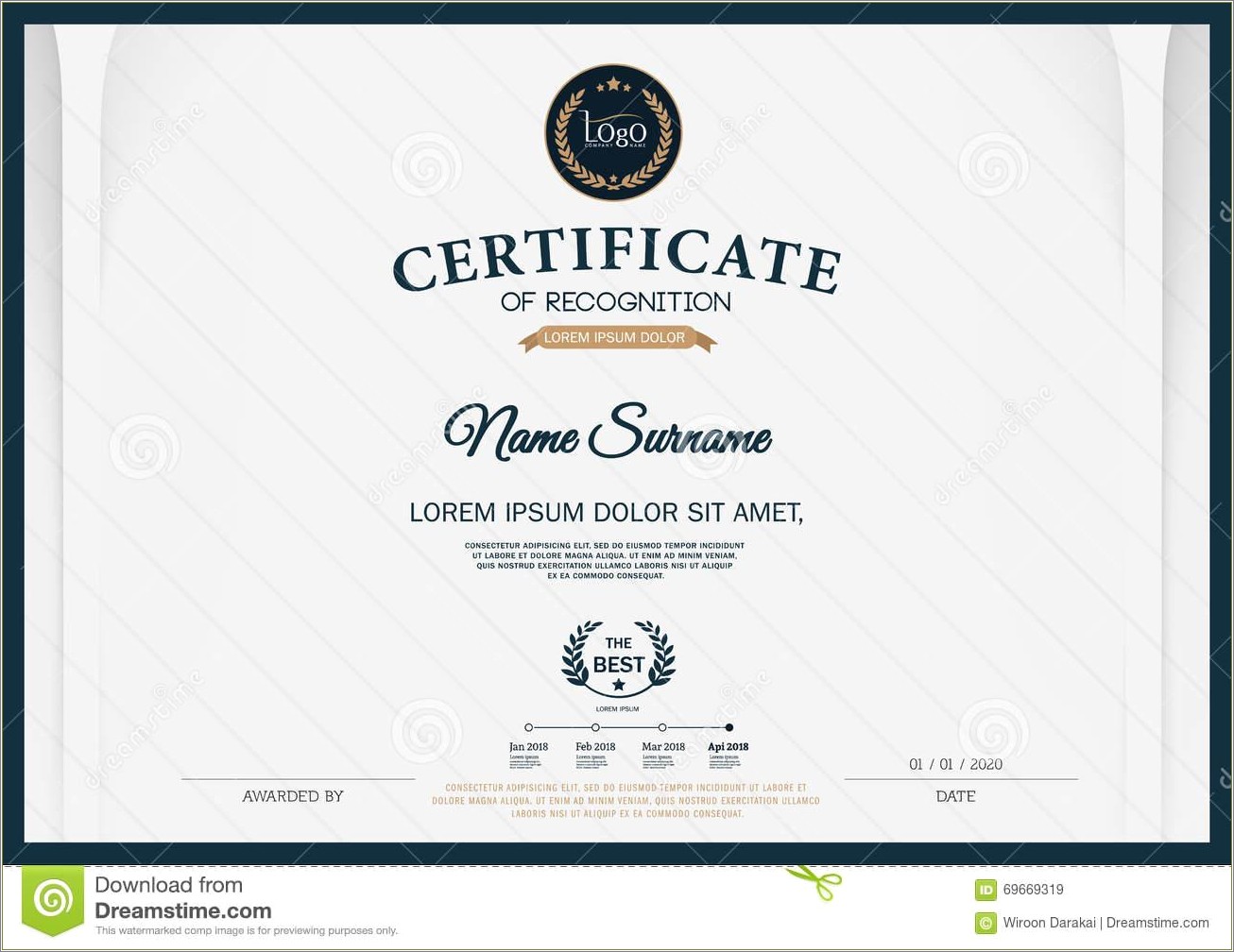 Free Design Template Of Certificate Of Recognition
