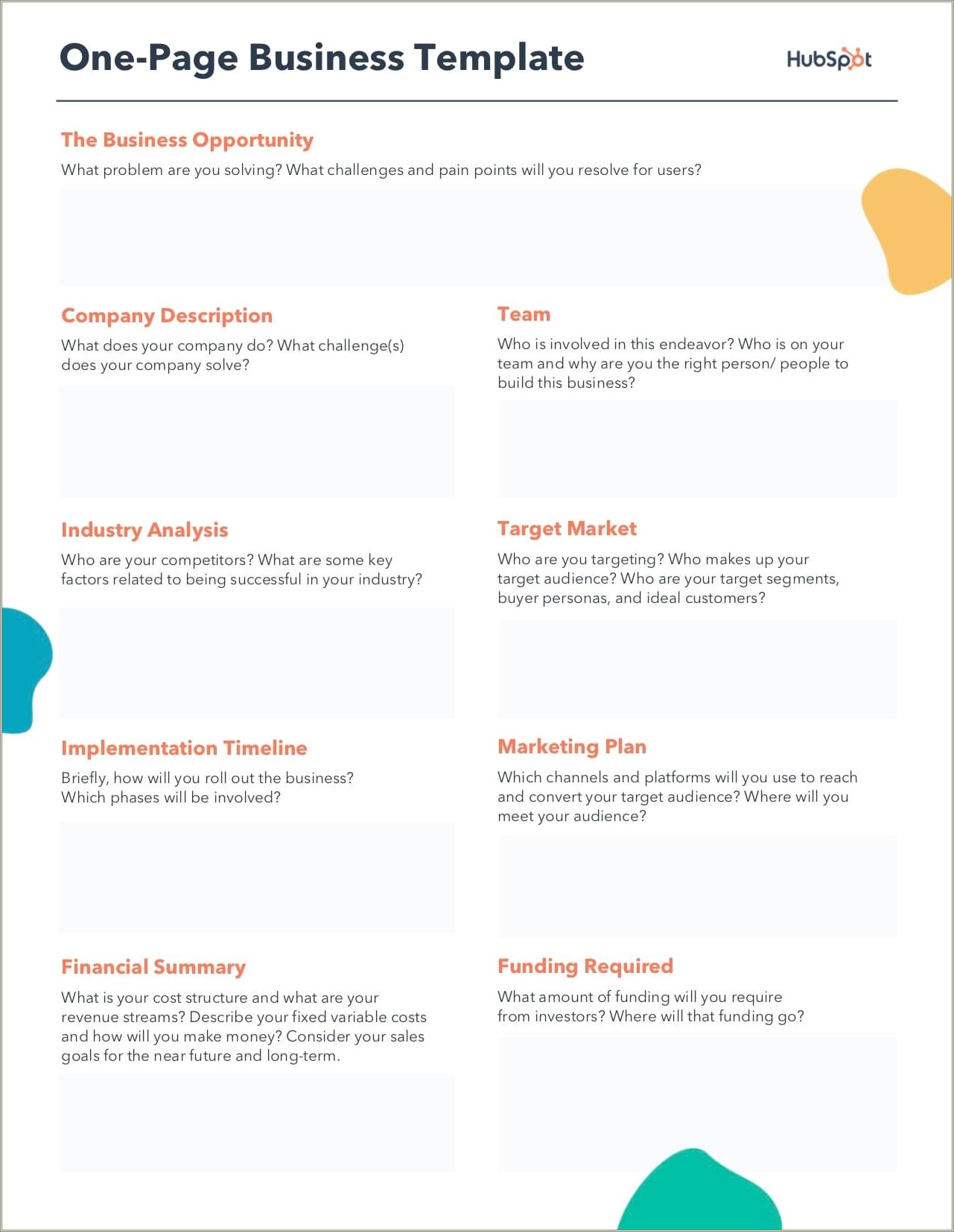 Free Detailed Business Plan Template For Existing Business