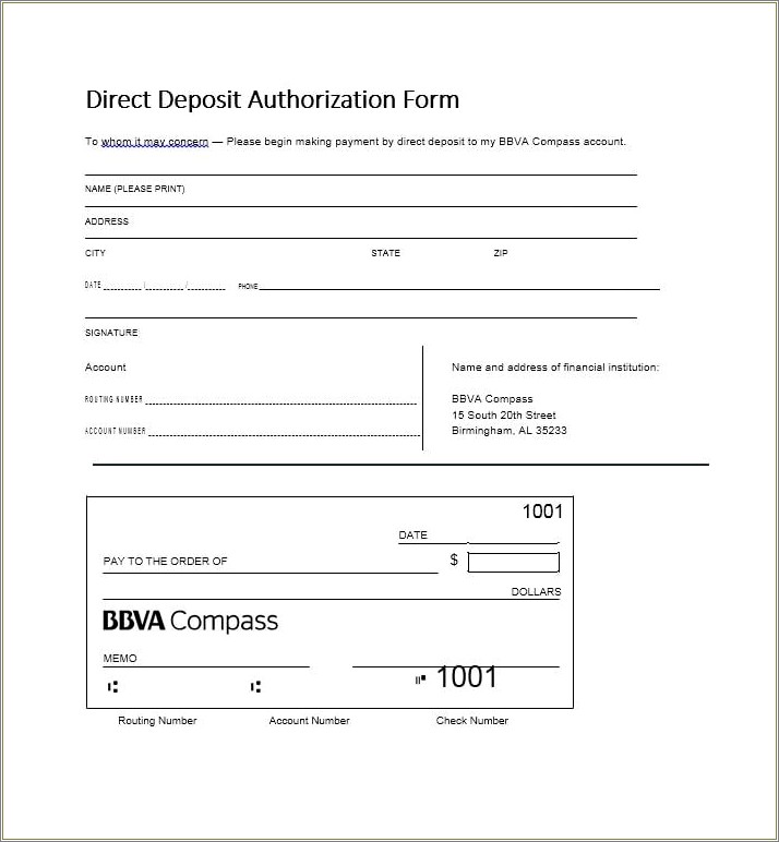 Free Direct Deposit Form Template Microsoft Word Printable
