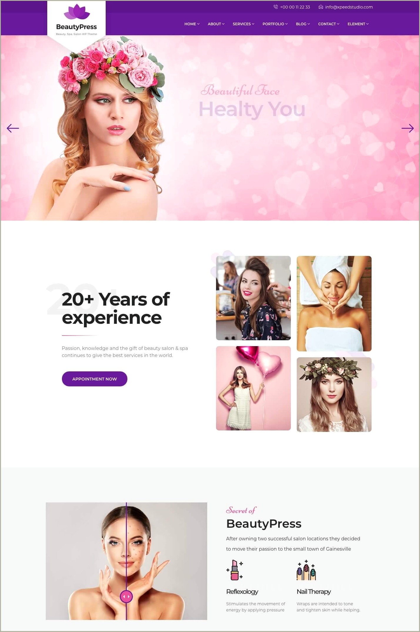 Free Download Beauty Salon Responsive WordPress Template