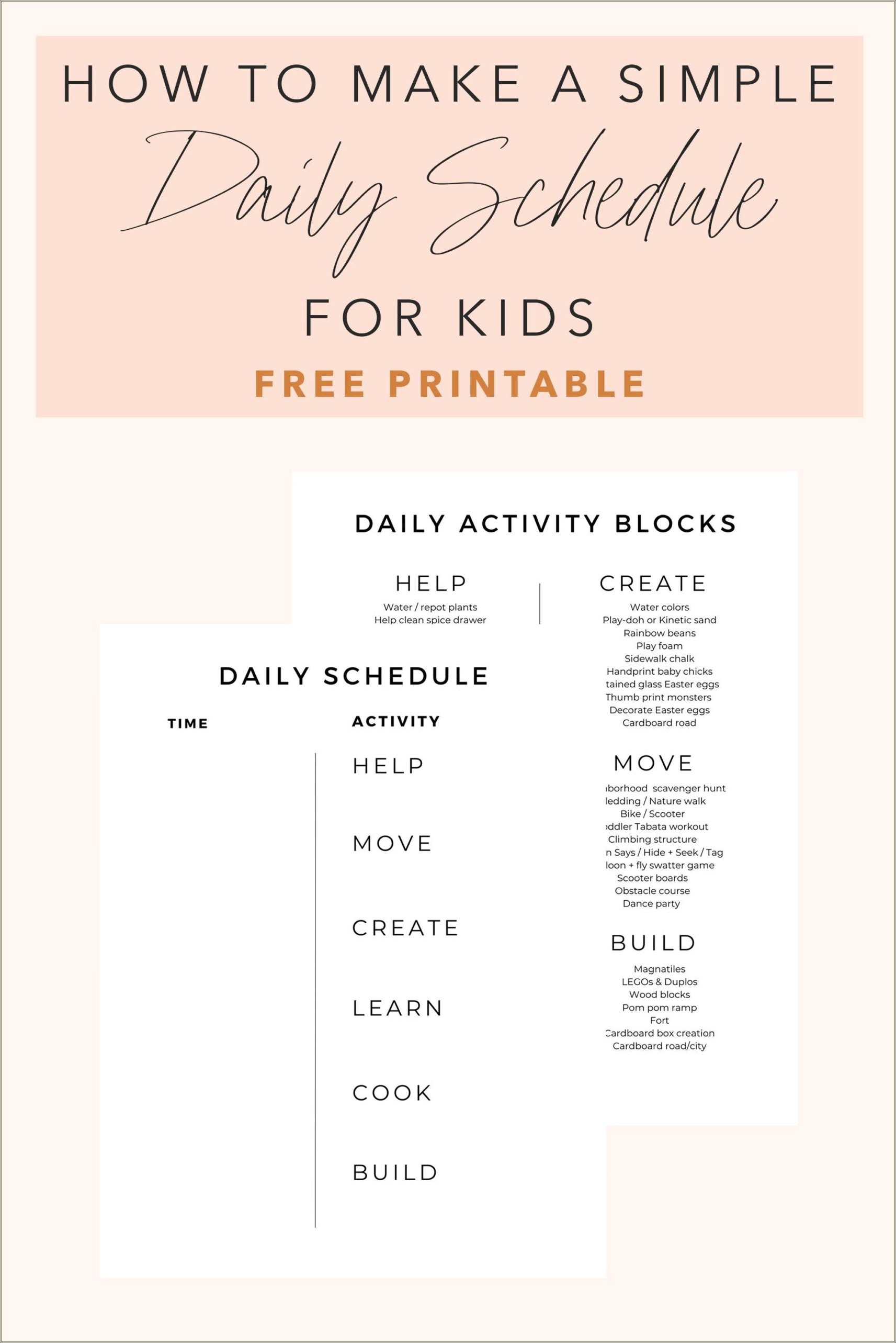 Free Download Daily Schedule Template For Kids