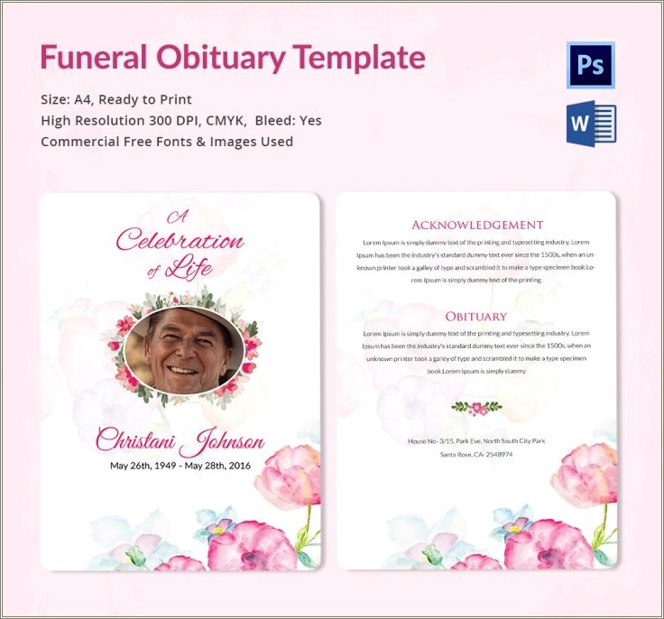 Free Download Example Obituary Template Without Picture