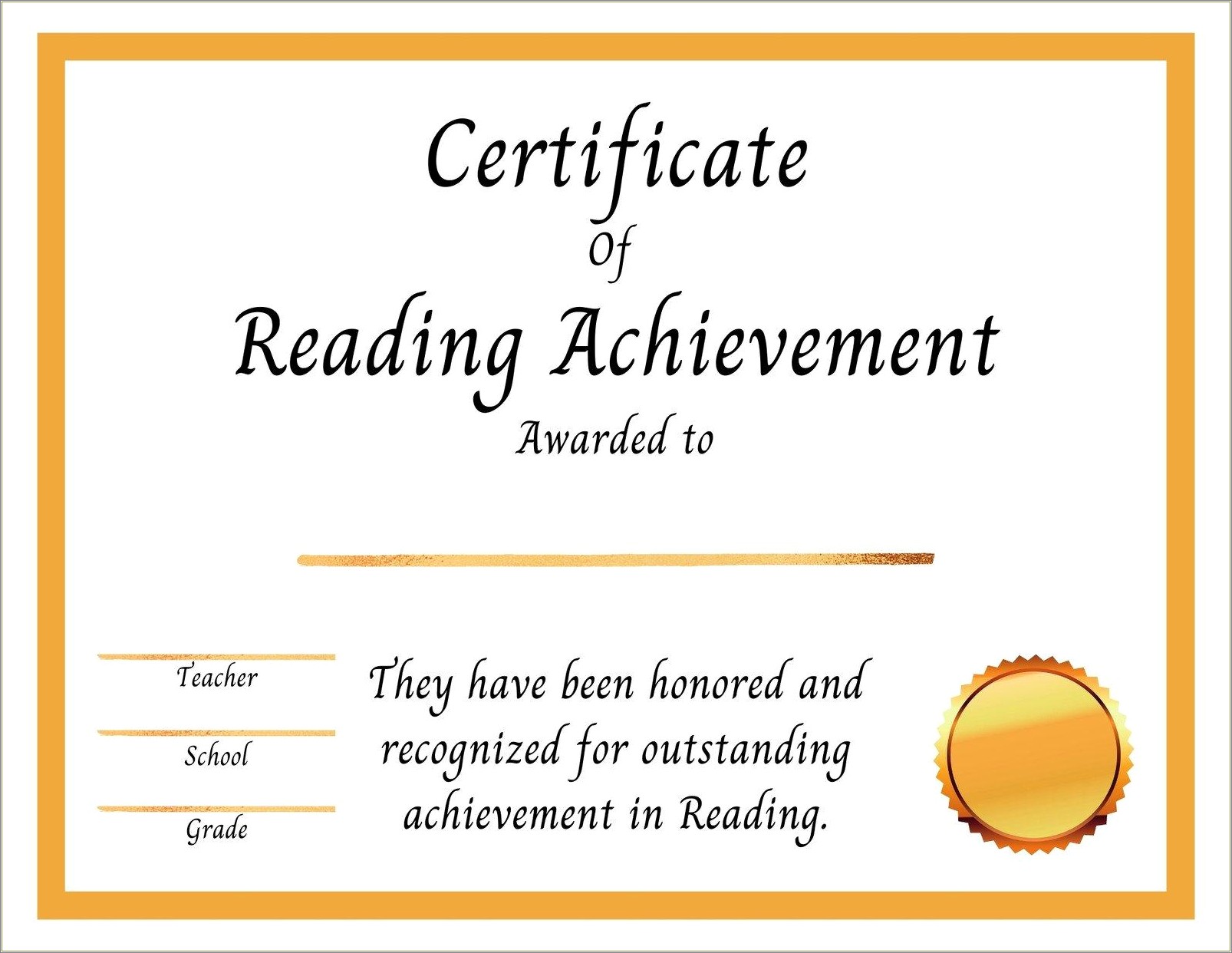 Free Download School Reading Award Certificate Templates
