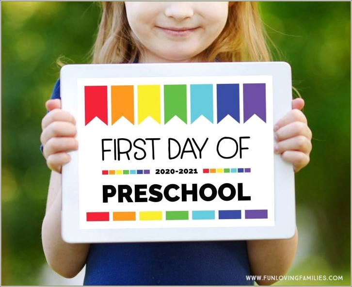 Free Downloadable Template First Day Of Kindergarten Sign