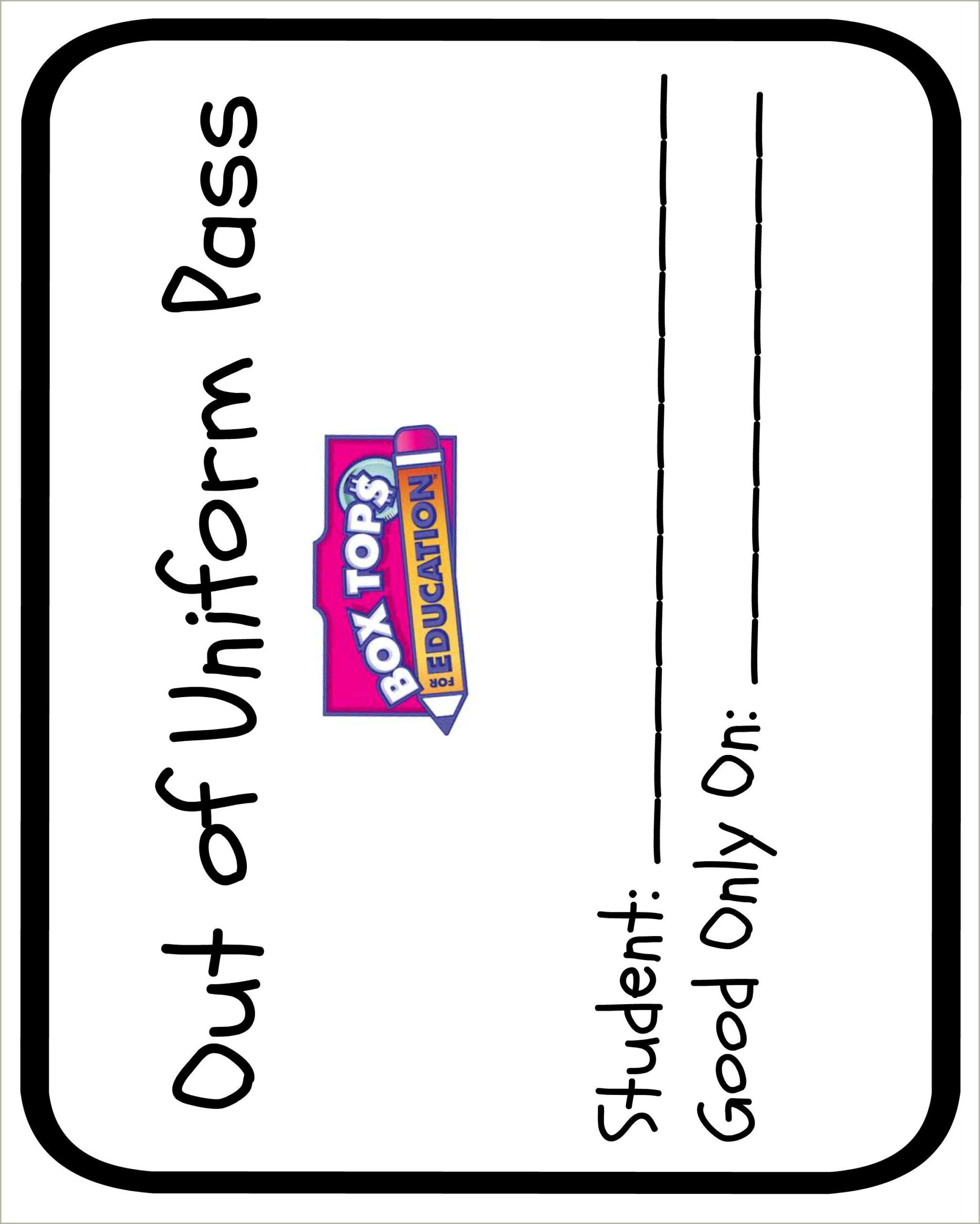 Free Dress Pass Template For Middle School