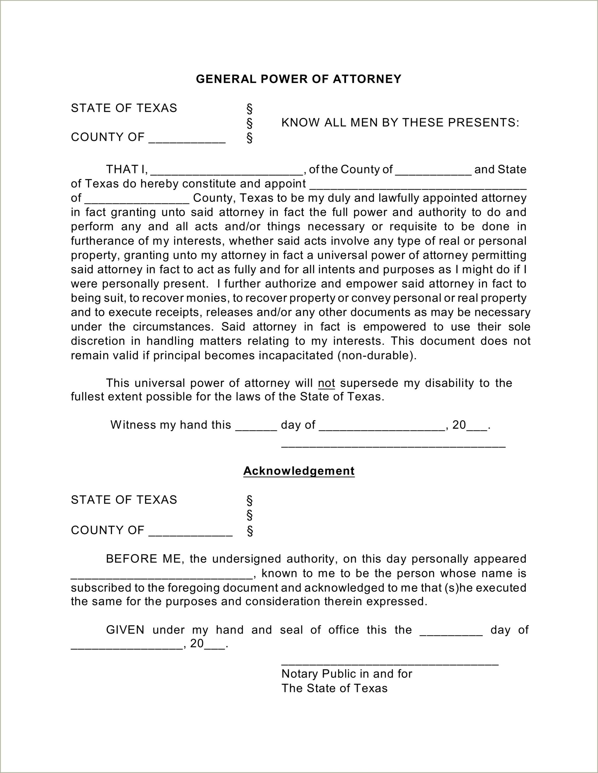 Free Durable General Power Of Attorney Templates