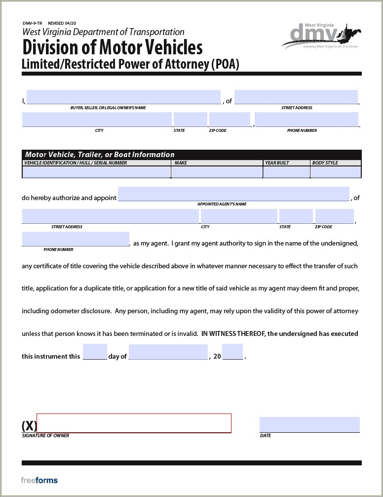 Free Durable Power Of Attorney Wv Template