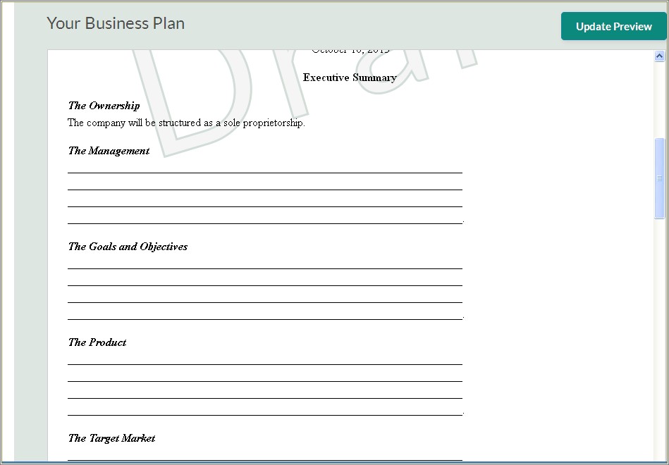 Free Easy To Use Business Plan Template