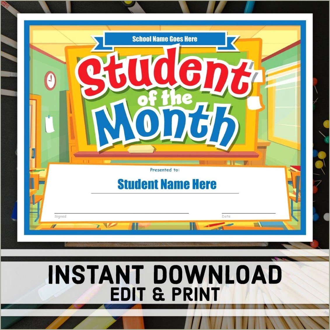 Free Ediatable Student Of The Month Certificate Templates
