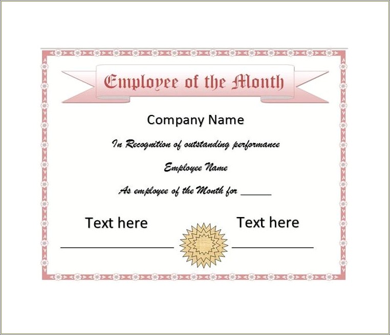 Free Employee Of The Month Certificate Template Word