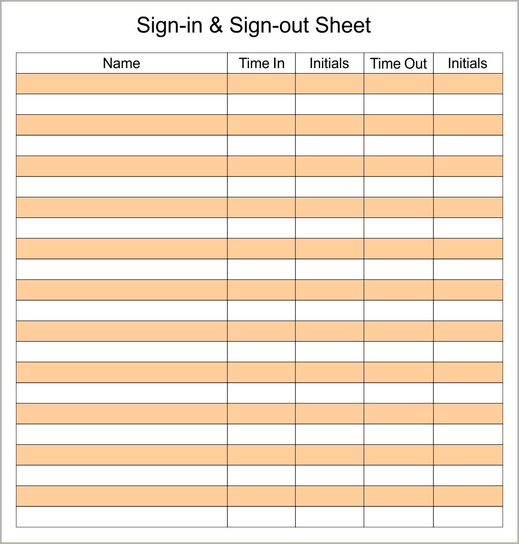 Free Equipment Sign Out Sheet Template Pdf