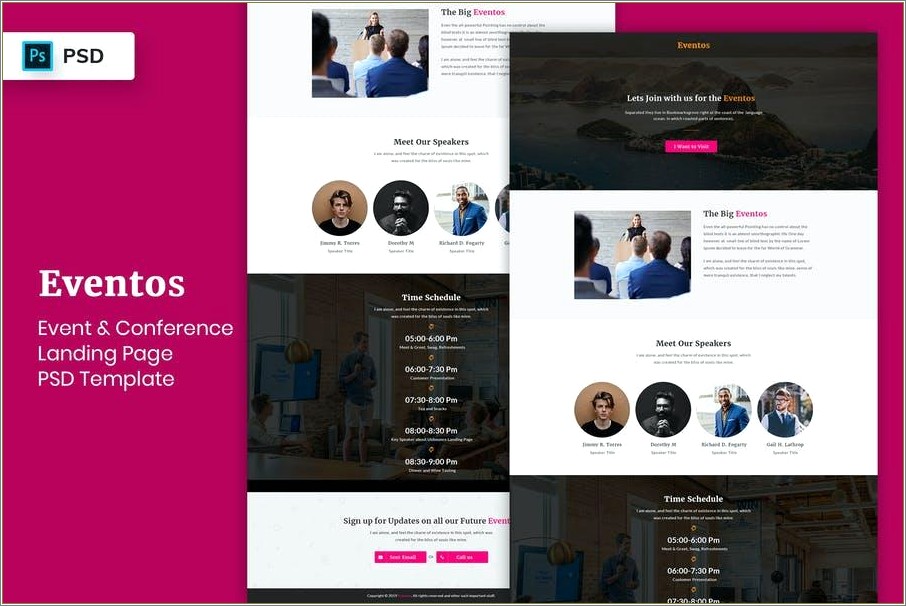 Free Event And Conference Web Psd Templates