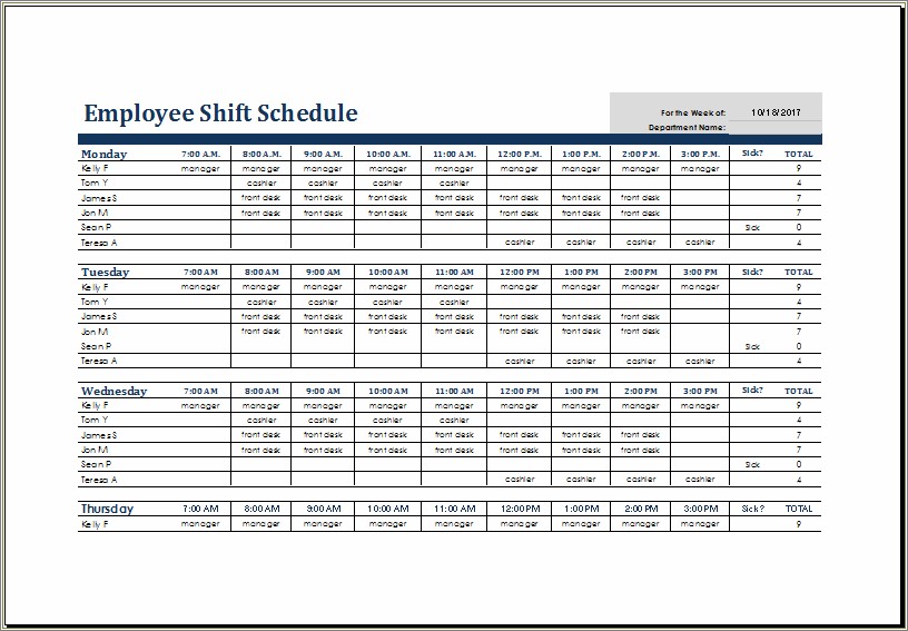 Free Excel 12 Hour Shift Schedule Template