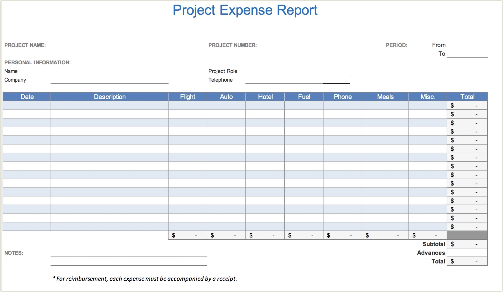 Free Excel Business Monthly Expense Tracker Templates