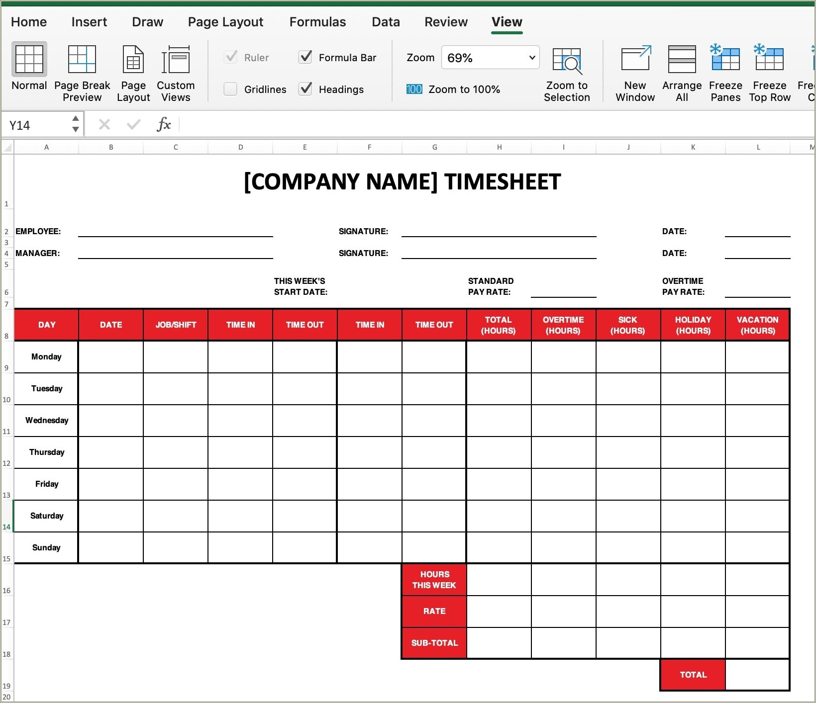 Free Excel Monthly Timesheet Template Multiple Employees