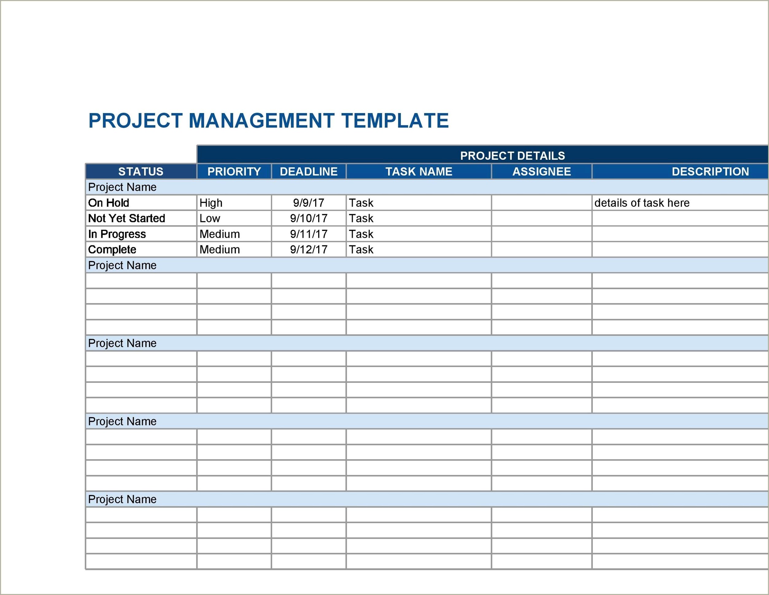 Free Excel Project Management Tracking Templates Free Download