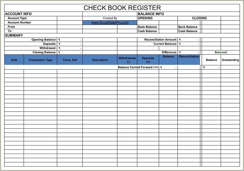 Free Excel Templates For Bank Accounts List