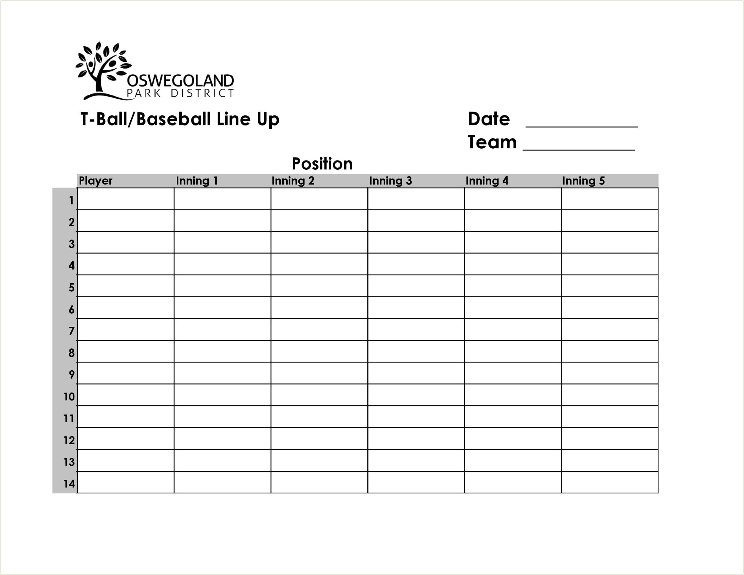 Free Excel Templates For Baseball Positions Per Inning