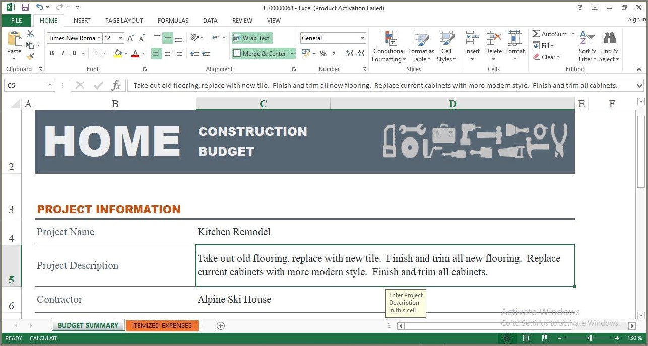 Free Excel To Manage Construction Expense Template