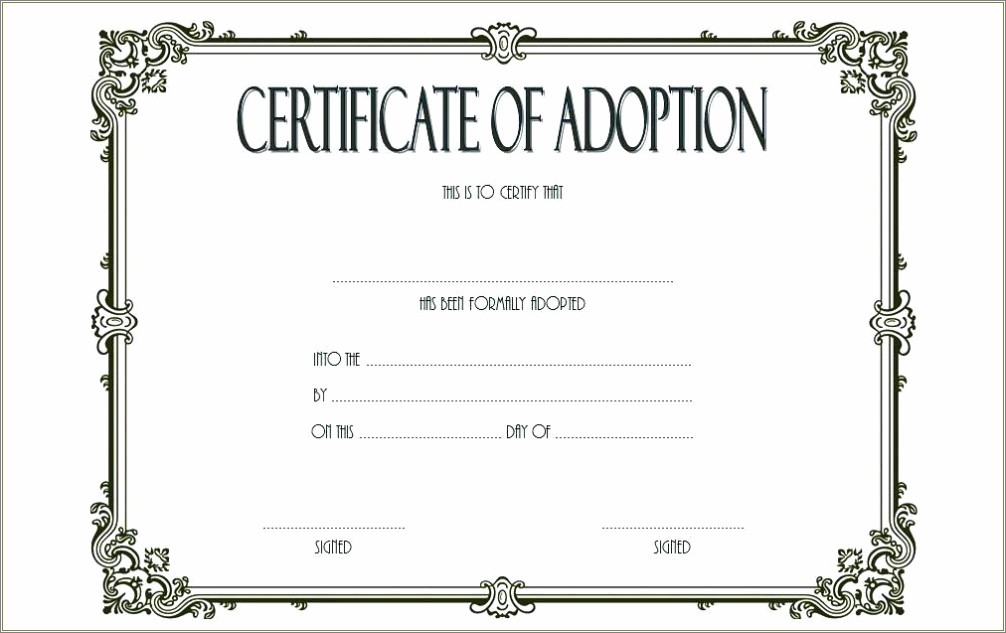 Free Fake Adoption Certificate Template For Person