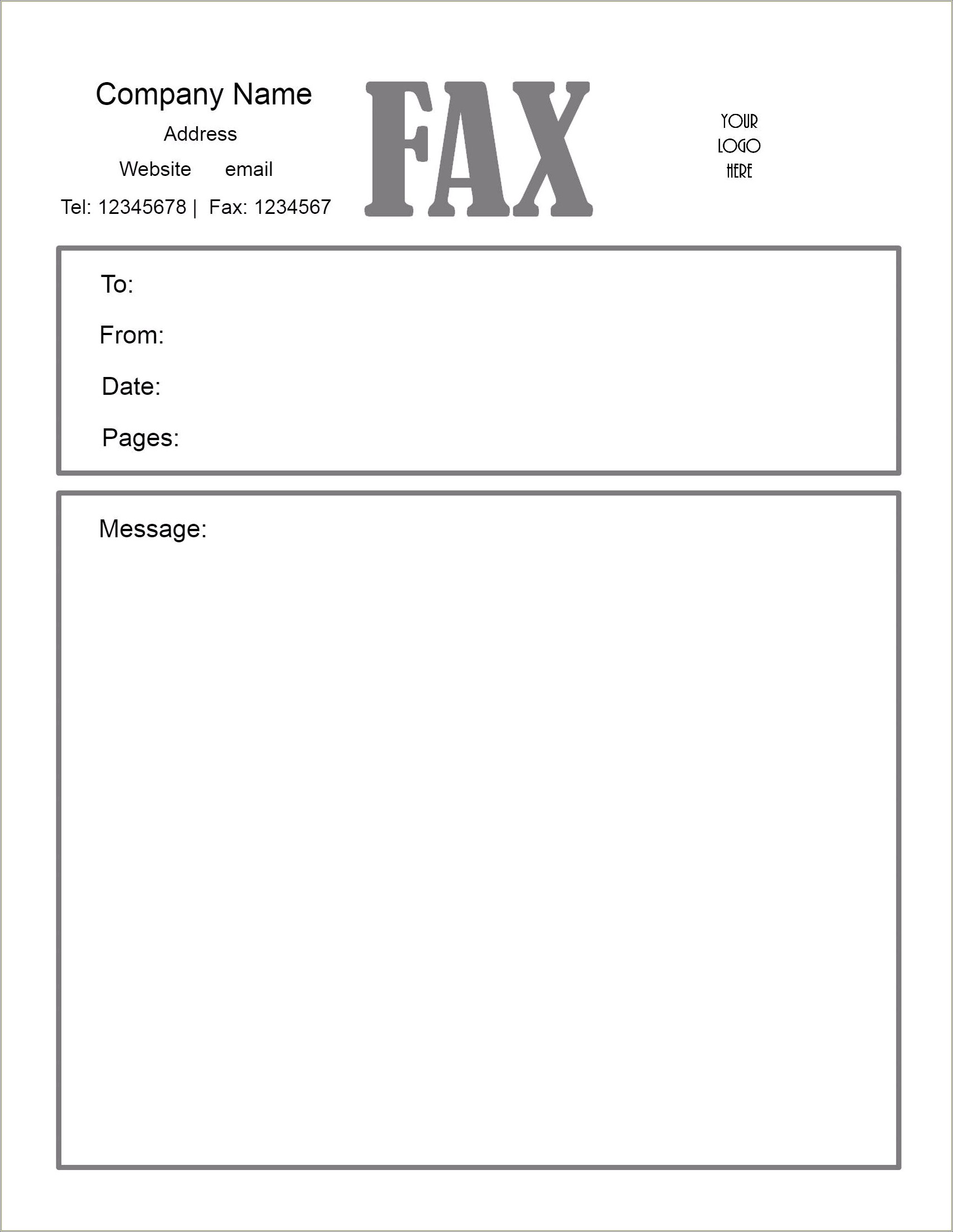 Free Fax Cover Sheet Template To Print