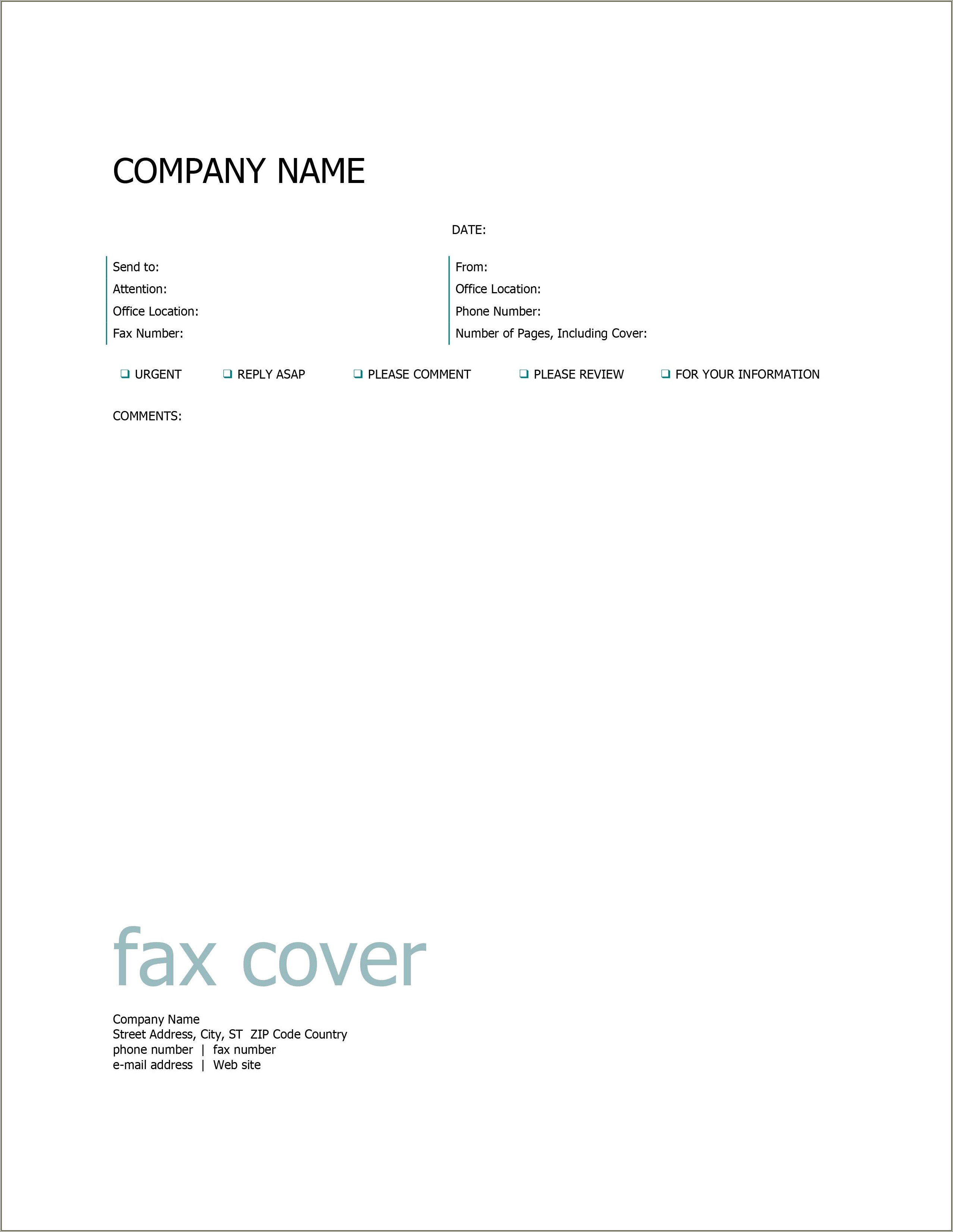 Free Fax Cover Sheet Template Word 2007