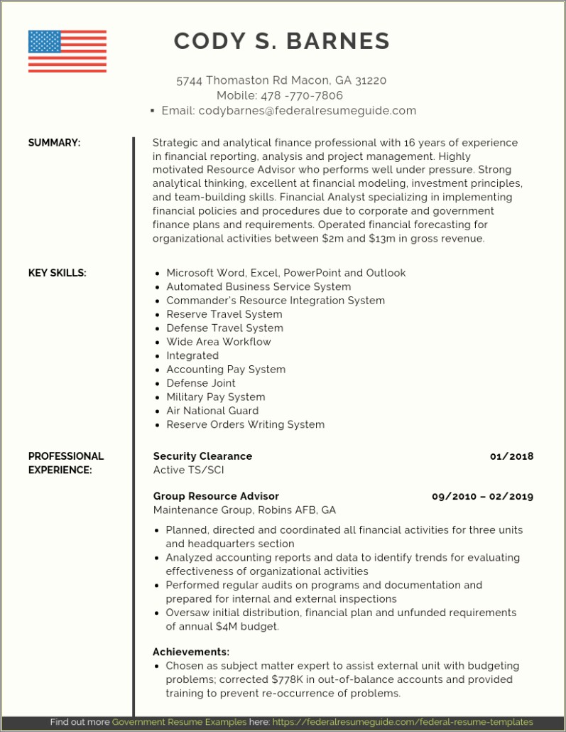 Free Federal Government Resume Template