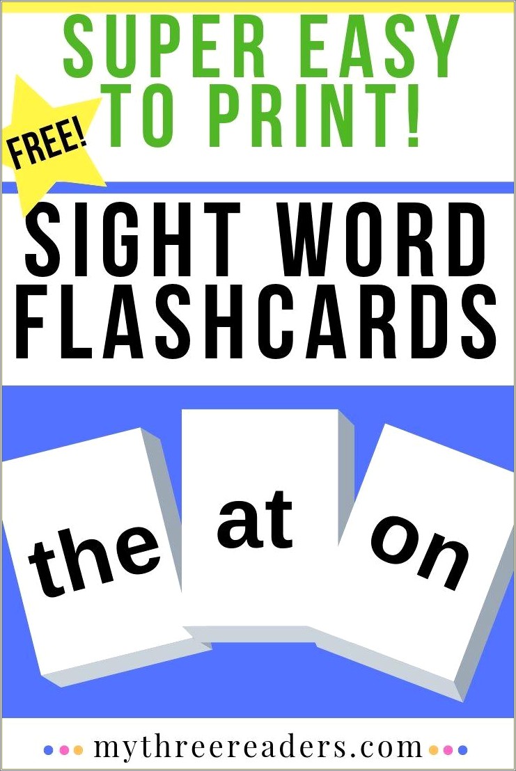 Free Flash Card Template For Sight Words