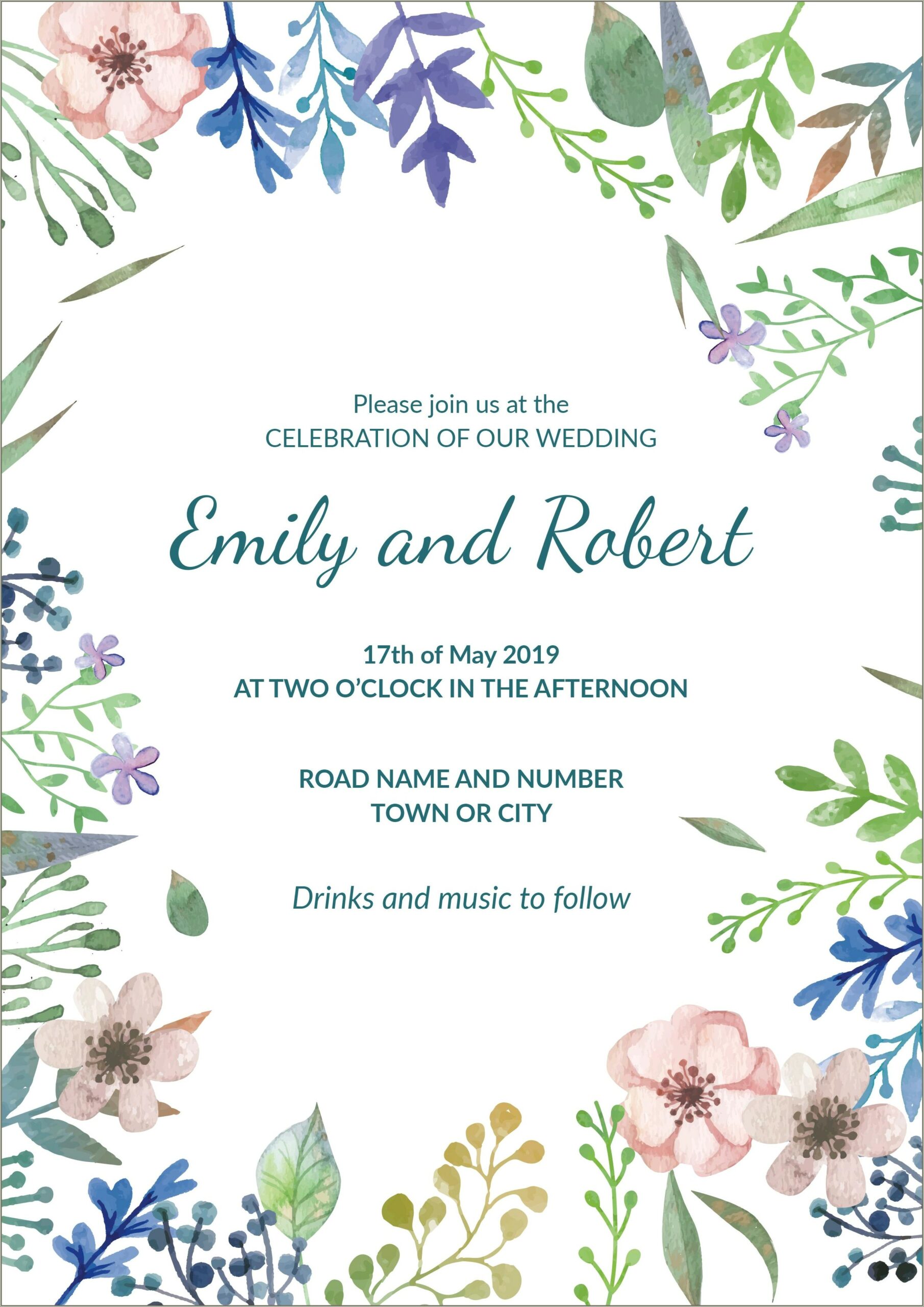 Free Floral Design For Invitation Powerpoint Template