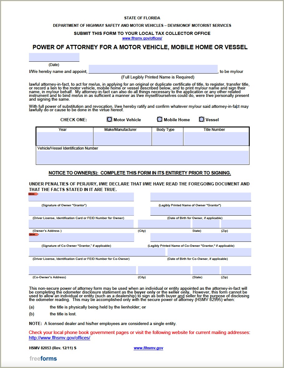Free Florida Durable Power Of Attorney Template