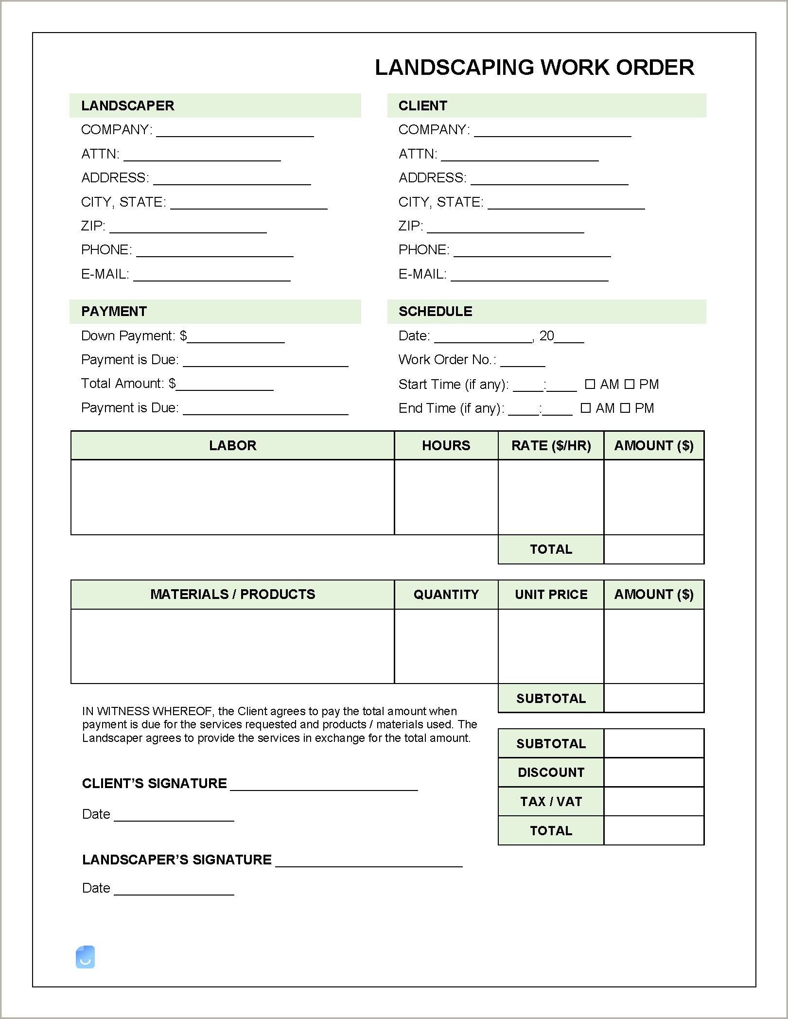 Free Flower Delivery Work Order Template Excel