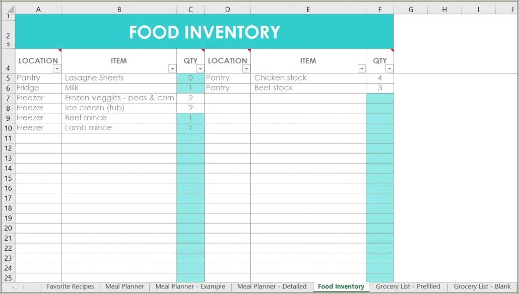 Free Full Page Recipe Templates For Excel