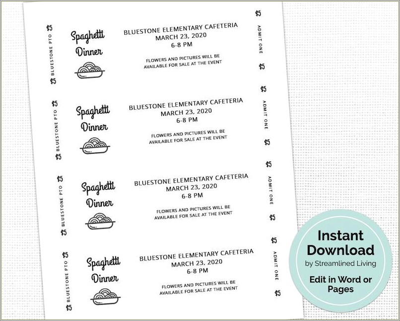 Free Fundraising Dinner Tickets Template For Publisher