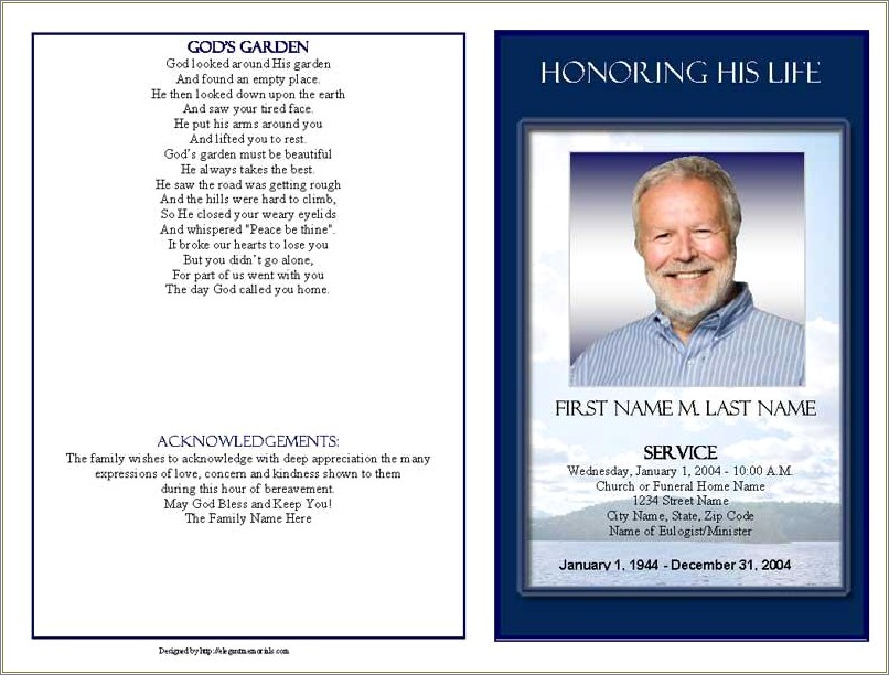 Free Funeral Order Of Service Template Word