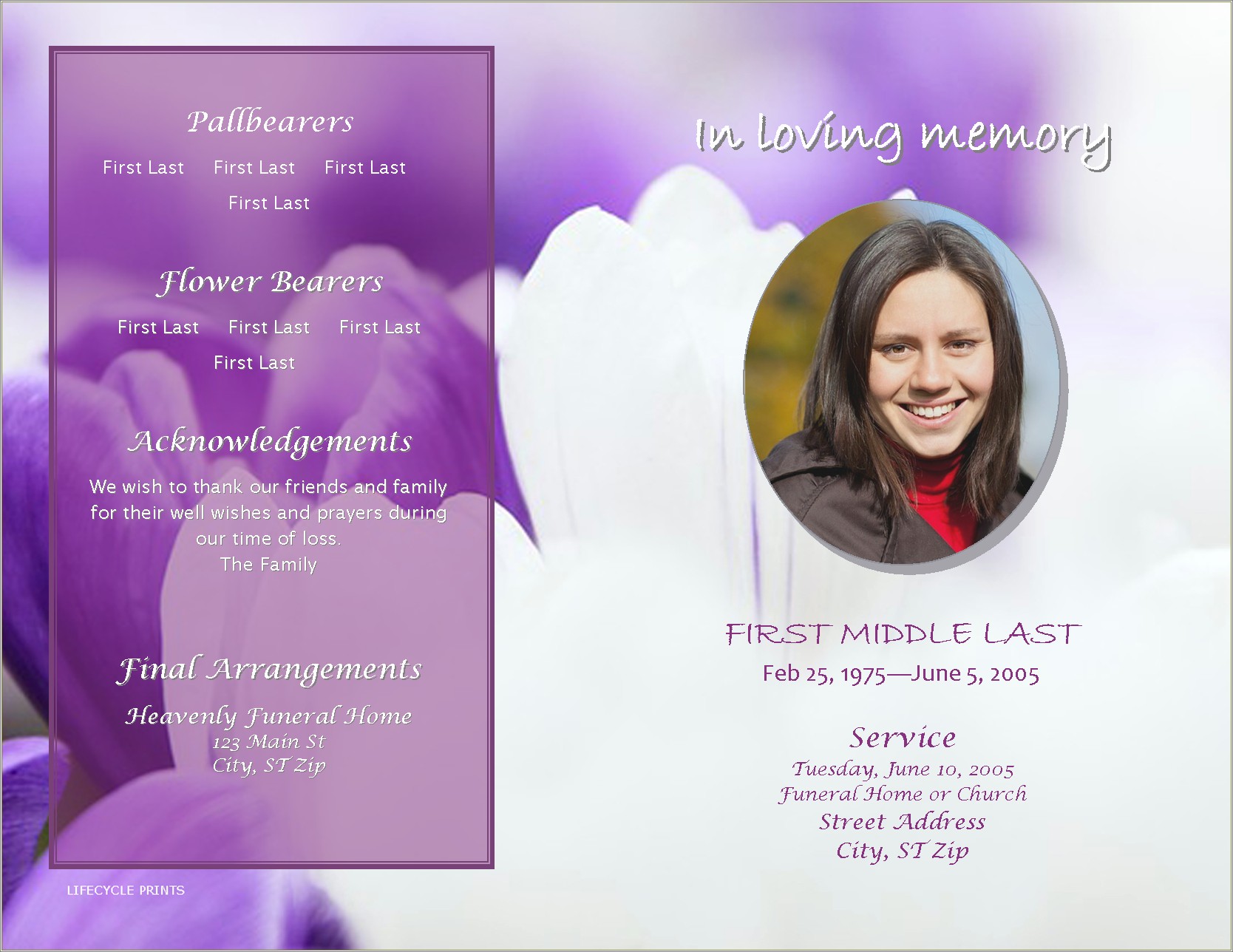 Free Funeral Program Templates For Microsoft Publisher