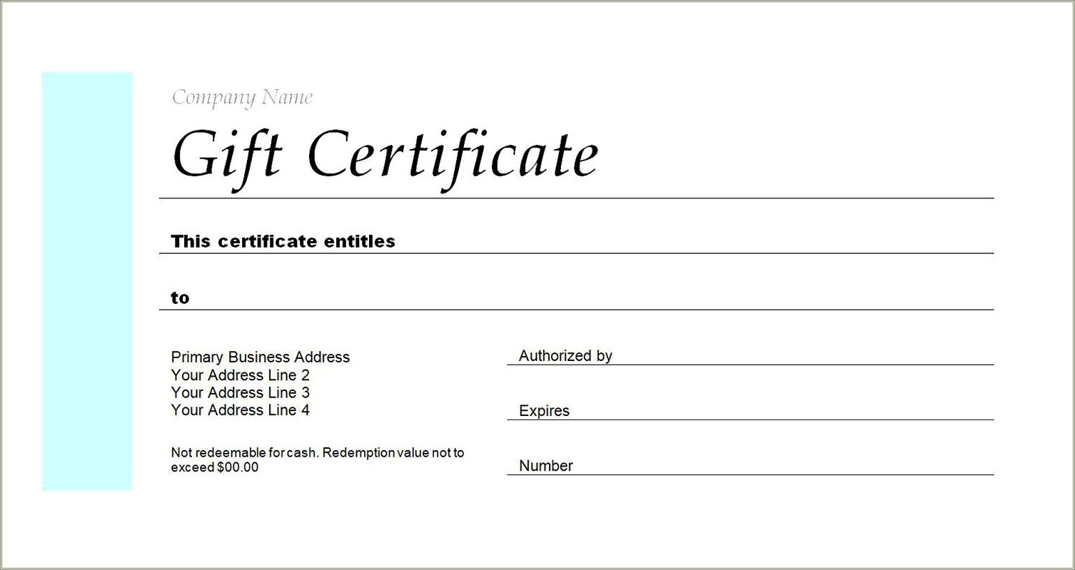 Free Gift Certificate Templates For Word 2007