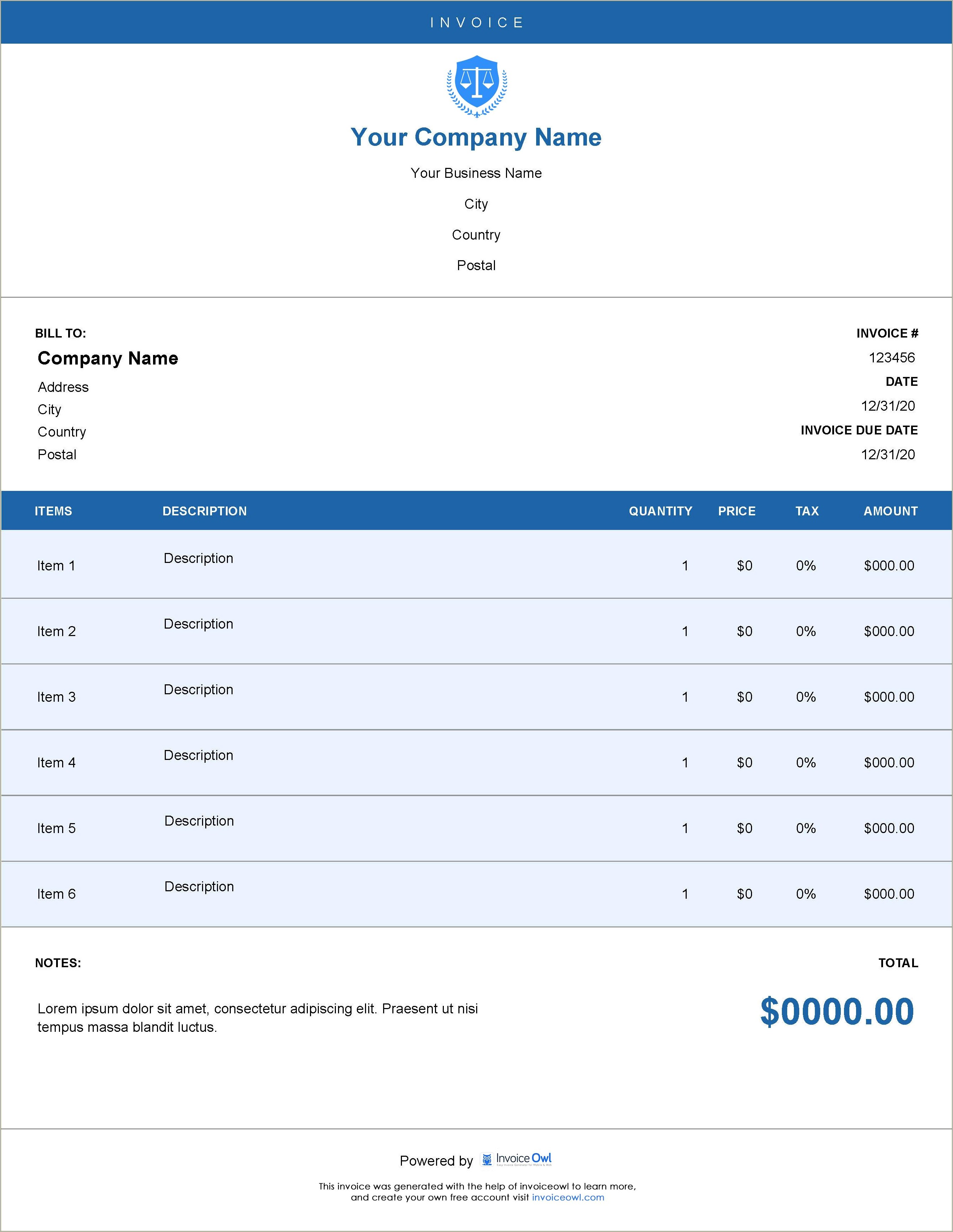 Free Google Doc Template For Service Invoices