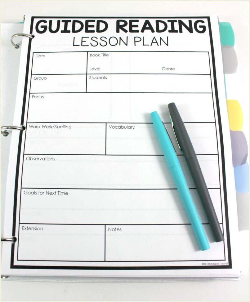 Free Guided Reading Lesson Plan Template Kindergarten