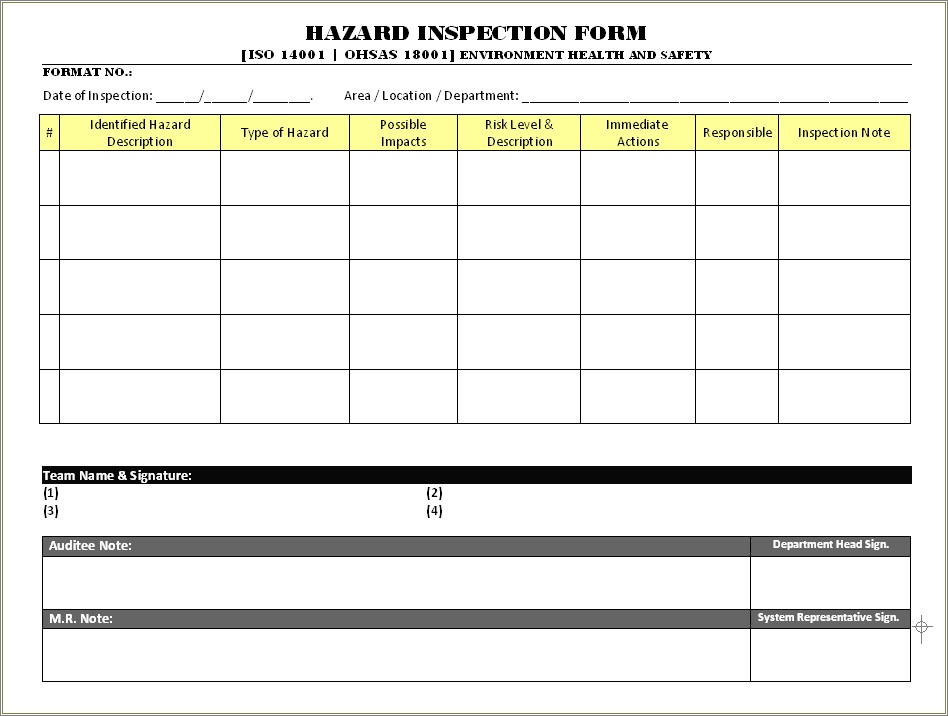 Free Health And Safety Inspection Checklist Template