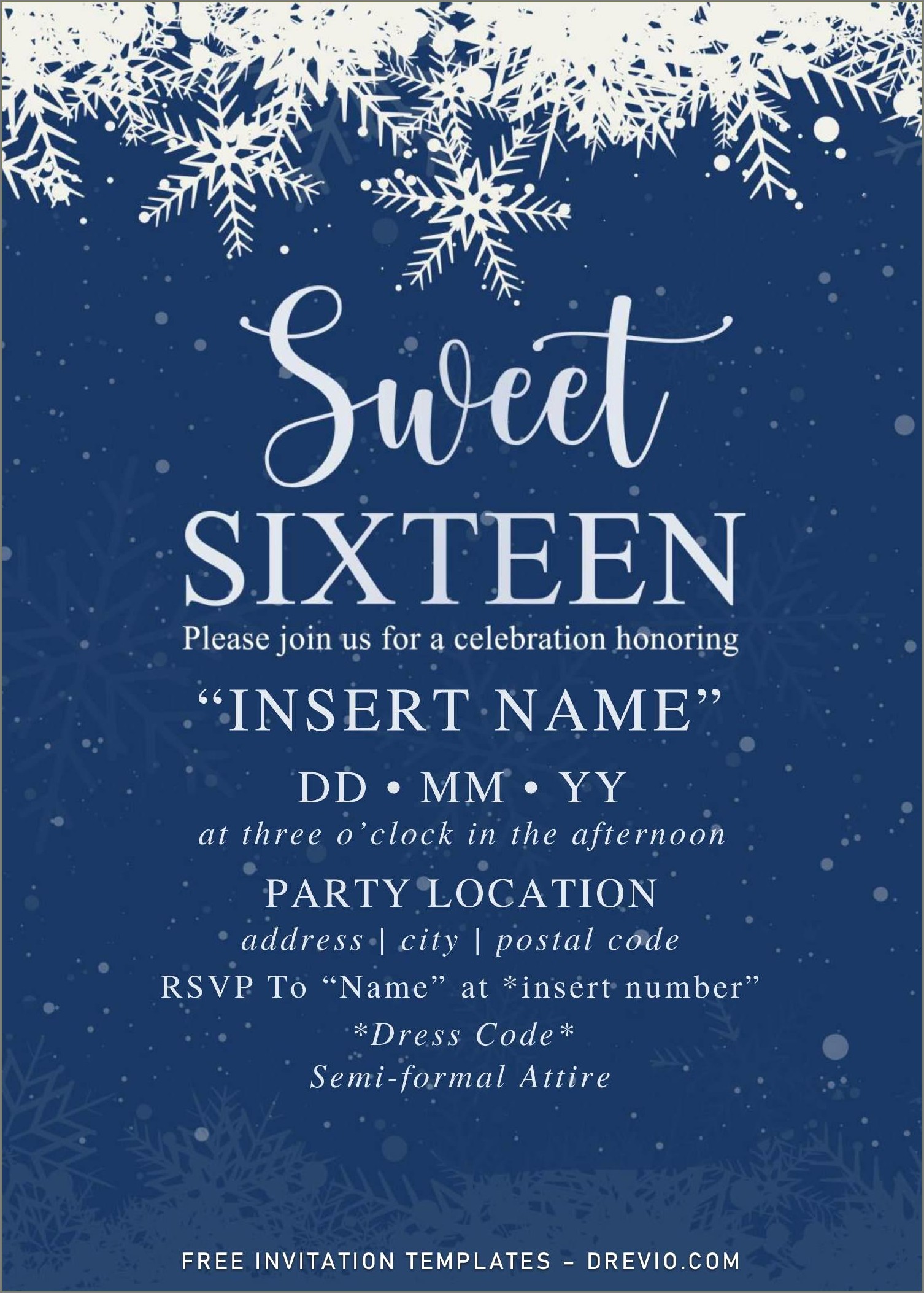 Free Holiday Invitation Template Blue And White