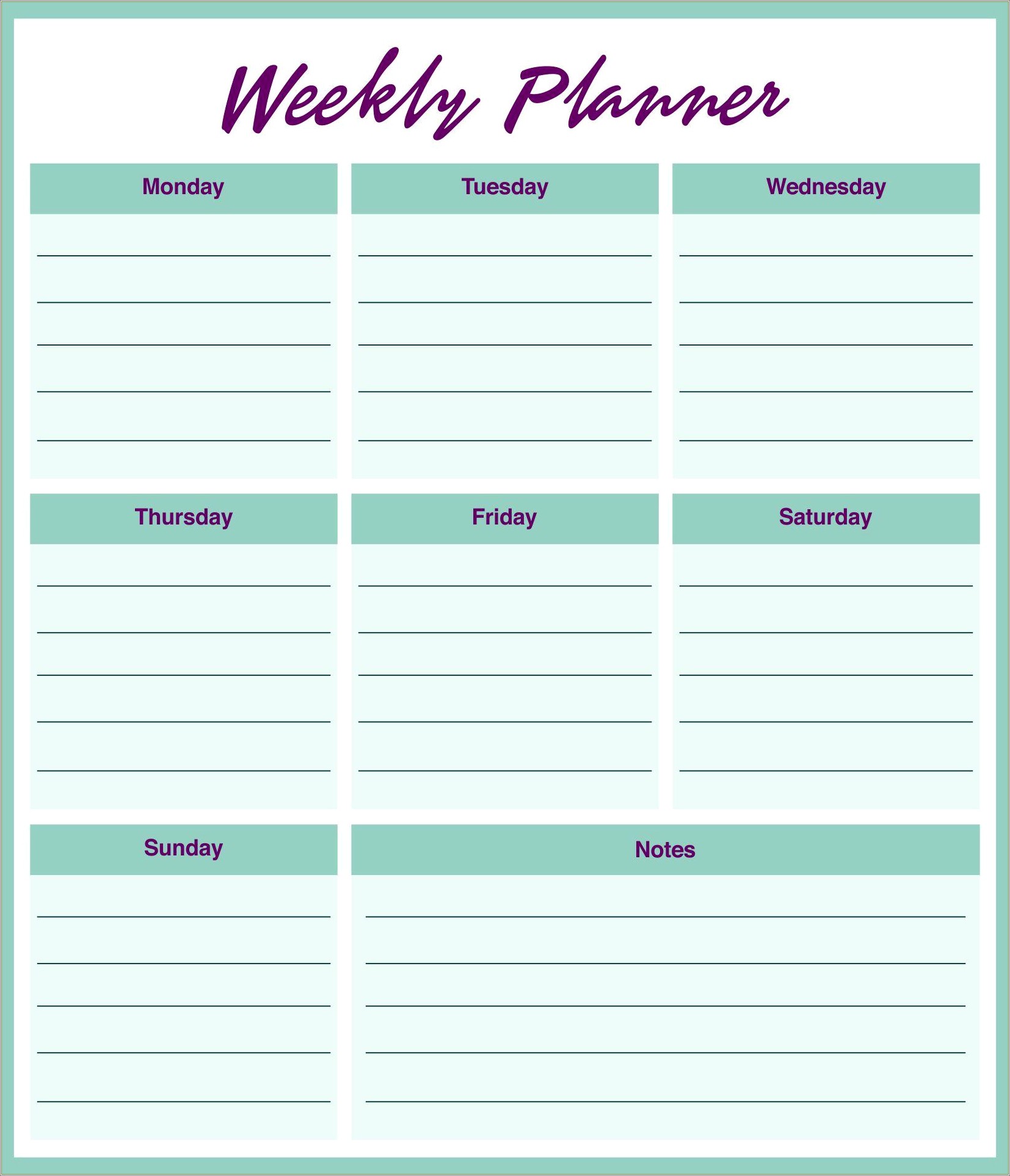 Free Homework Planner Template Word For College Students